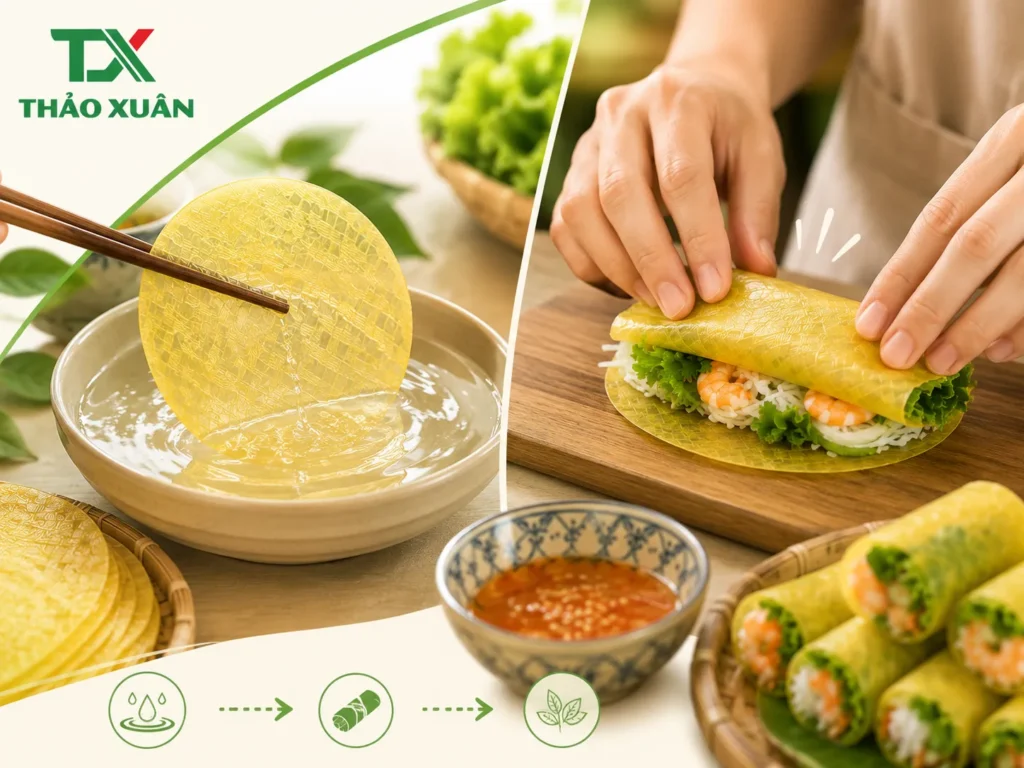Bánh mềm dẻo giúp thao tác cuốn dễ dàng hơn