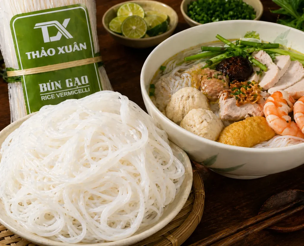 Sợi bún dai vừa, không bở, giữ form tốt trong mọi cách chế biến