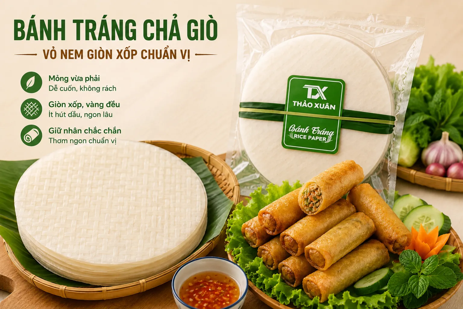 Bánh Tráng Chả Giò – Vỏ Nem Giòn Xốp Chuẩn Vị.