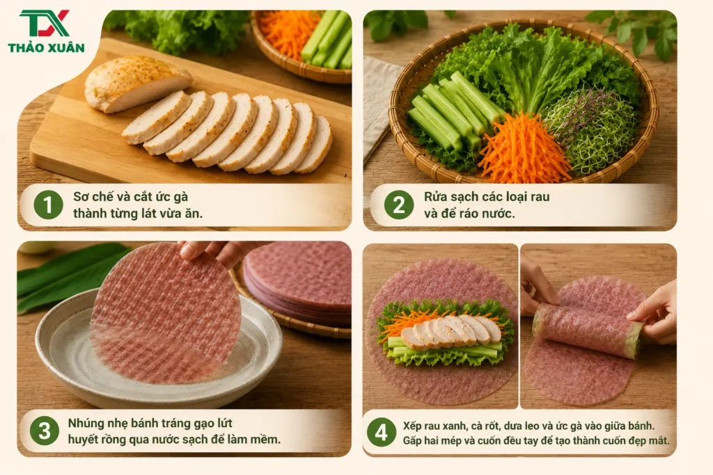 Bánh tráng gạo lứt huyết rồng Thảo Xuân có độ dẻo dai vừa phải, dễ nhúng nước và dễ cuốn không bị rách.