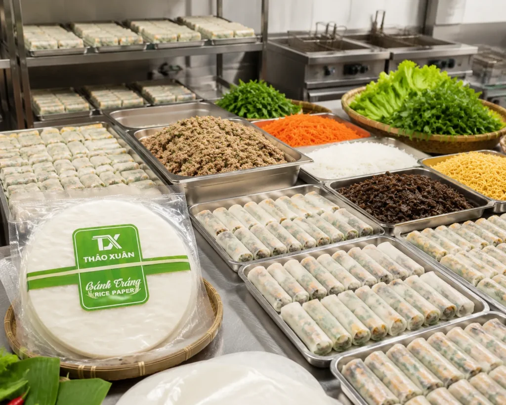Hướng Dẫn Làm Món Ngon Từ Bánh Tráng Chả Giò Nhanh Gọn 4 Bánh tráng chả giò Thảo Xuân phù hợp cho gia đình và quán ăn