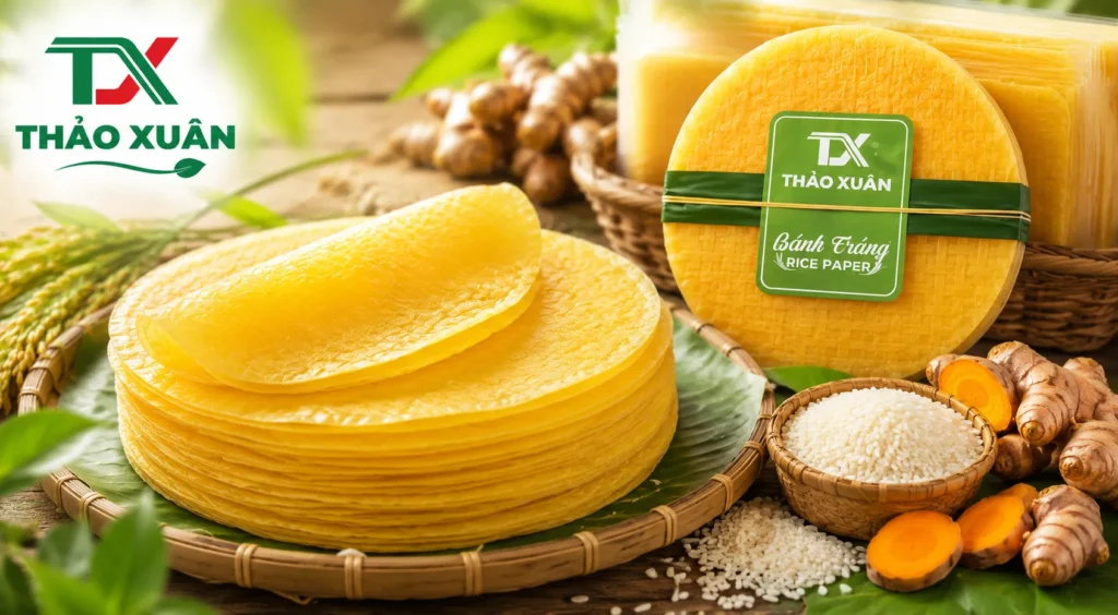 Bánh tráng nghệ với màu vàng tự nhiên và độ dẻo dễ chế biến