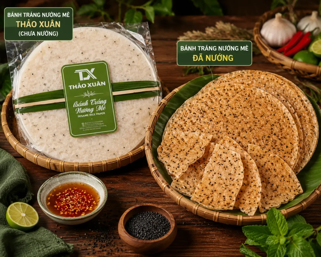 Bánh Tráng Nướng Mè được nhiều gia đình yêu thích nhờ hương vị thơm ngon và dễ sử dụng.