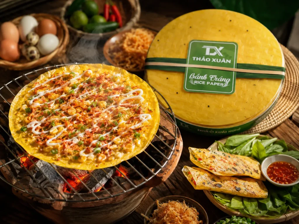 Bánh tráng nướng nghệ Thảo Xuân giòn ngon, dễ làm tại nhà.