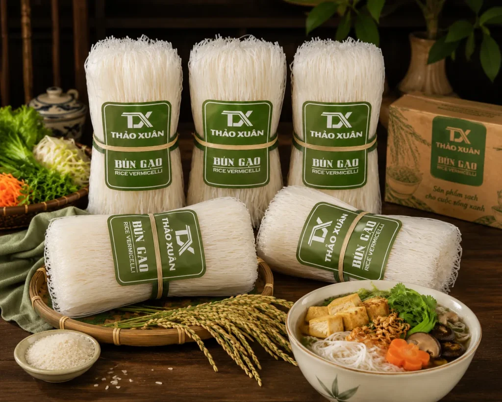 Bún Tươi Khô Thảo Xuân với sợi bún dai ngon, dễ chế biến