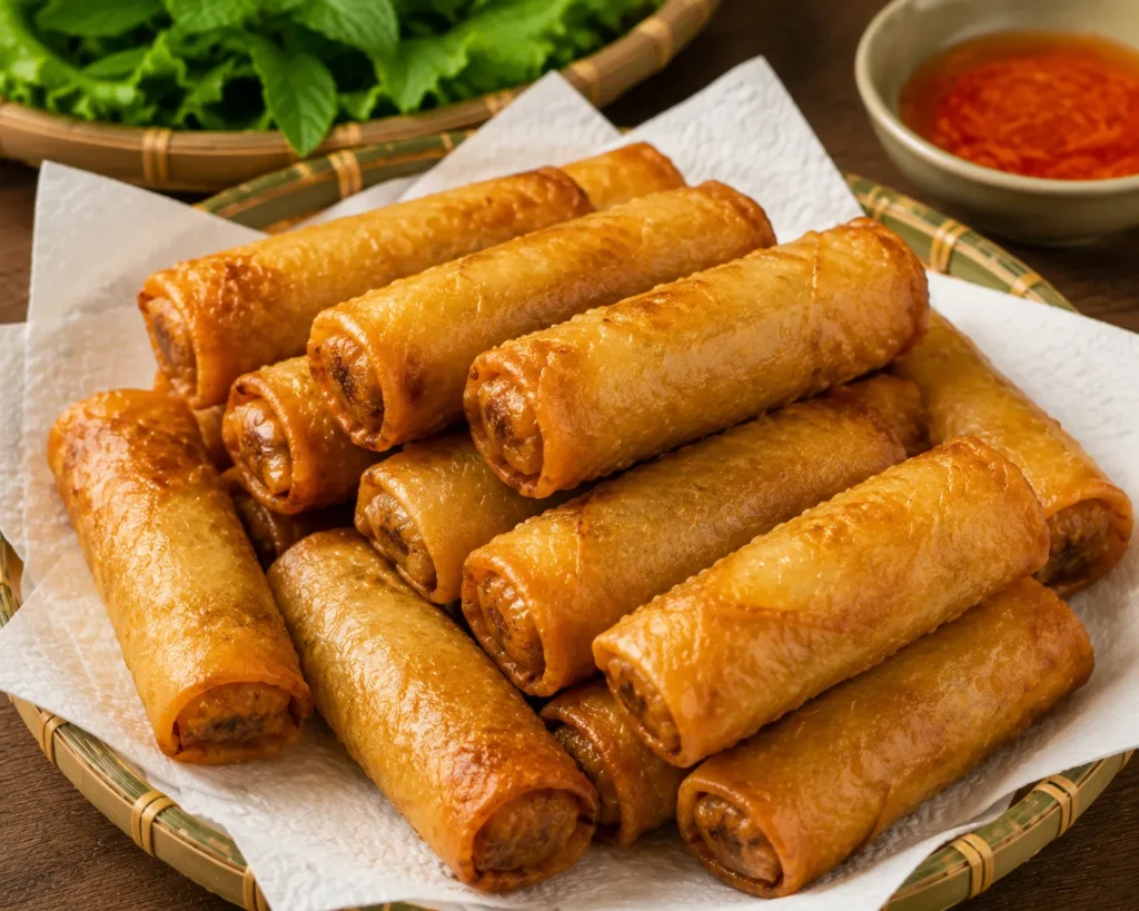 Hướng Dẫn Làm Món Ngon Từ Bánh Tráng Chả Giò Nhanh Gọn 10 Chả giò giòn ngon sau khi chiên với bánh tráng Thảo Xuân