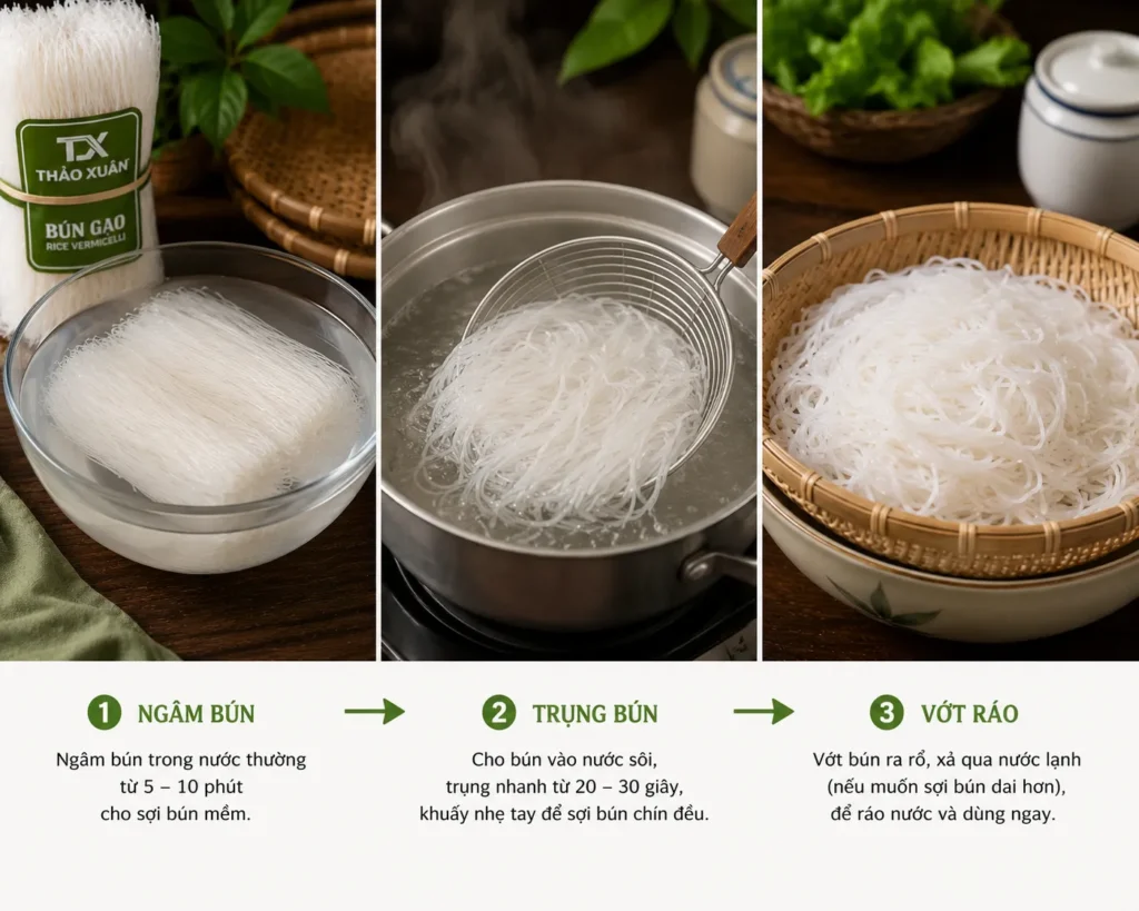Sơ chế bún tươi khô đúng cách trước khi chế biến