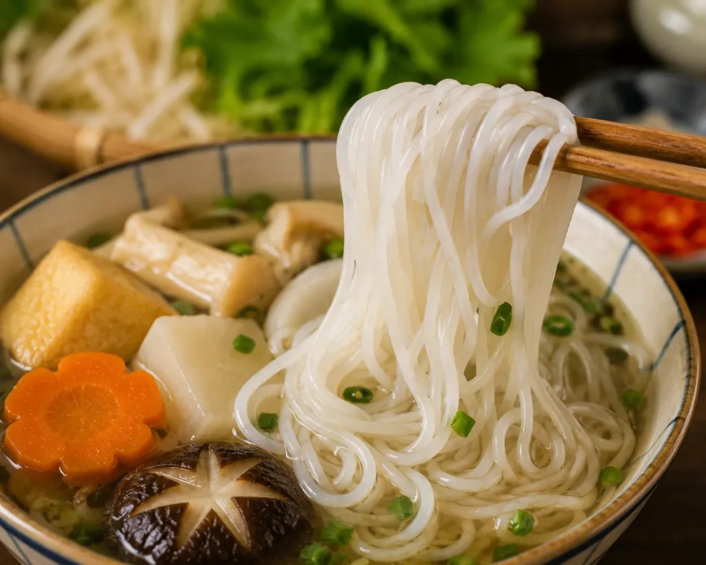 Sợi bún tươi khô dai ngon sau khi ngâm và trụng đúng cách