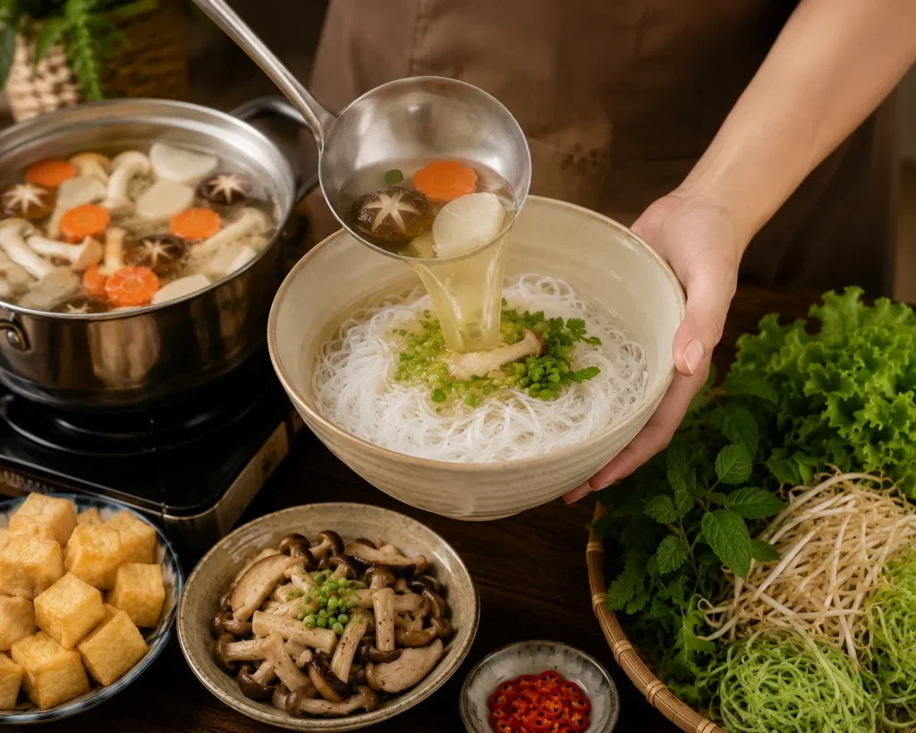 Thưởng thức bún chay thơm ngon từ Bún Tươi Khô Thảo Xuân