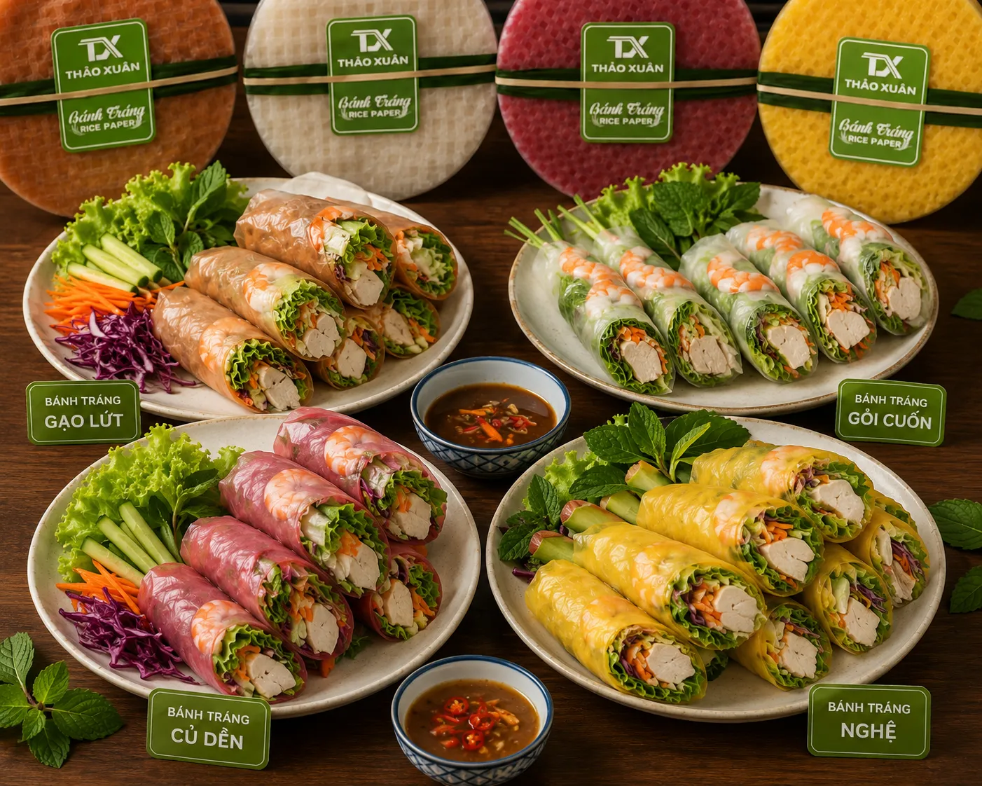 Bánh tráng cuốn healthy kết hợp rau xanh và nguồn đạm chất lượng giúp cân bằng dinh dưỡng.