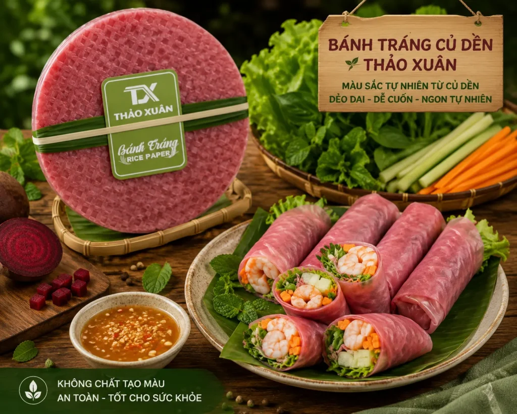 Bánh Tráng Củ Dền – 22cm phù hợp cho nhiều món cuốn healthy.
