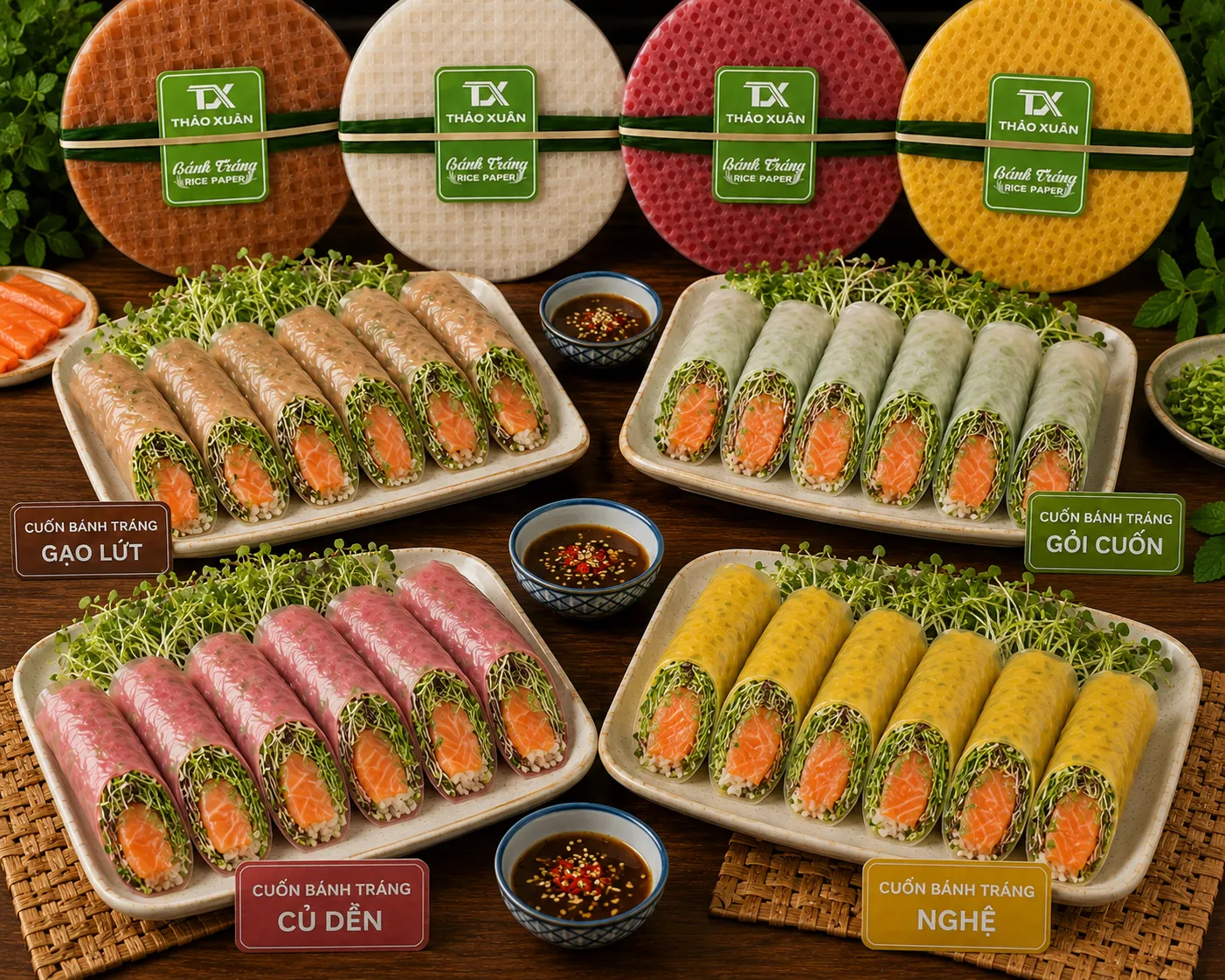 Cá hồi giàu omega-3 giúp món cuốn healthy thêm bổ dưỡng.