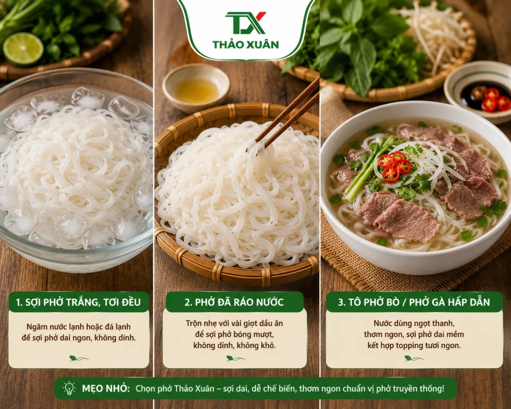 Những bí quyết đơn giản giúp phở khô đạt độ ngon gần như phở tươi khi thưởng thức.