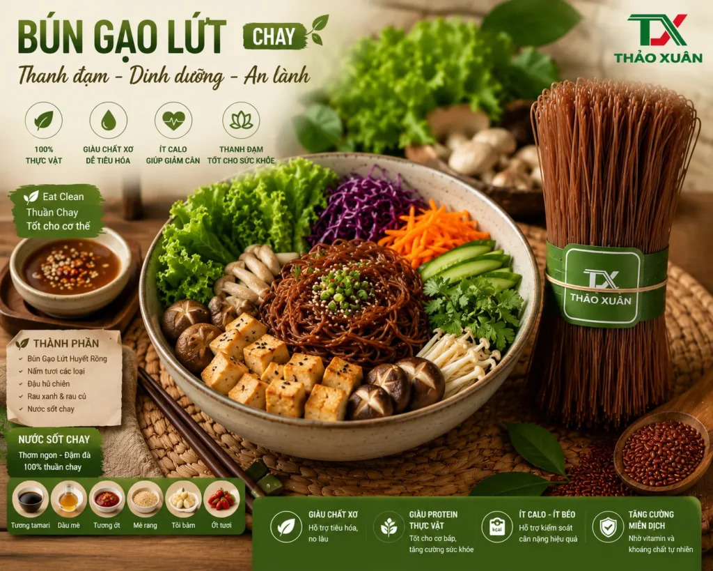 Bún gạo lứt chay thanh đạm