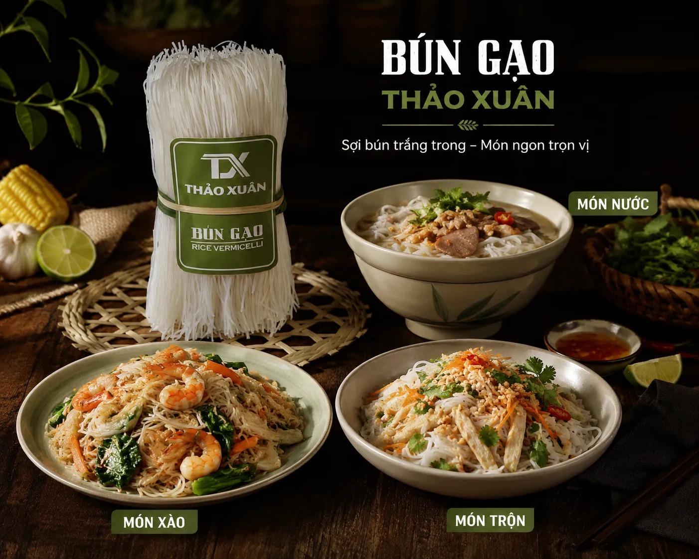 Bún gạo khô Thảo Xuân là nguyên liệu tiện lợi để chế biến nhiều món ăn hấp dẫn.