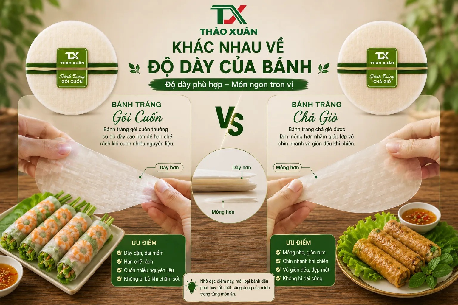 Mỗi loại bánh đều phát huy tốt nhất công dụng của mình trong từng món ăn.