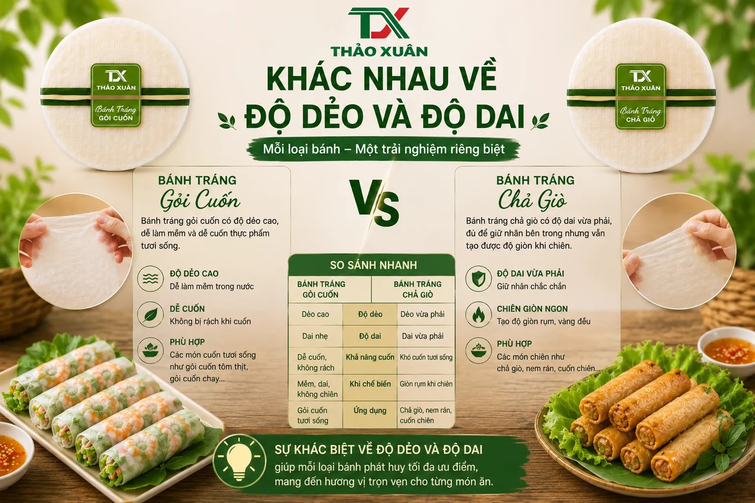 Sự khác biệt này giúp mỗi loại bánh đáp ứng tốt yêu cầu của từng món ăn riêng biệt.