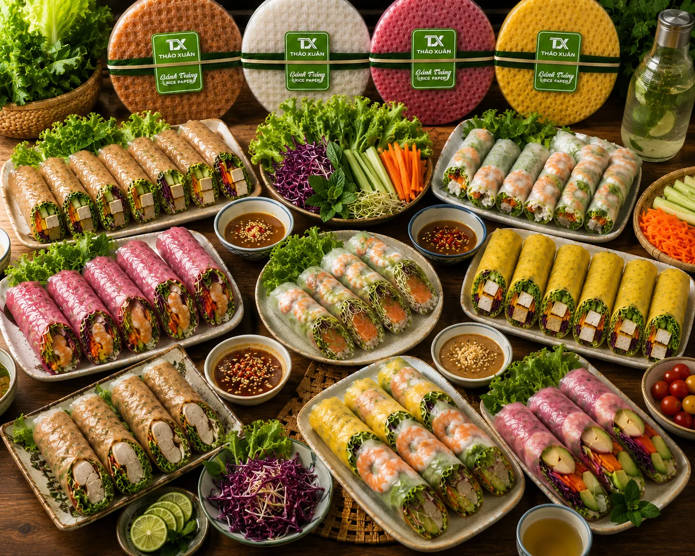 Thay đổi thực đơn mỗi ngày với các món bánh tráng cuốn healthy từ Thảo Xuân.