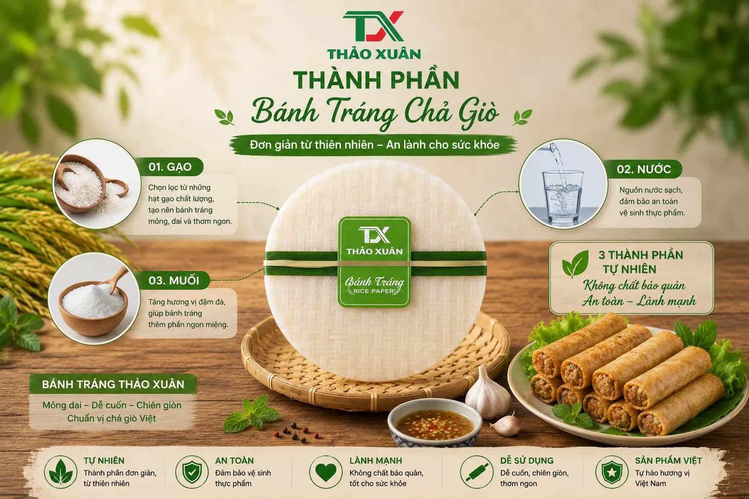 Tùy theo công thức sản xuất, bánh có thể được điều chỉnh để tăng độ giòn và độ bền khi chiên.