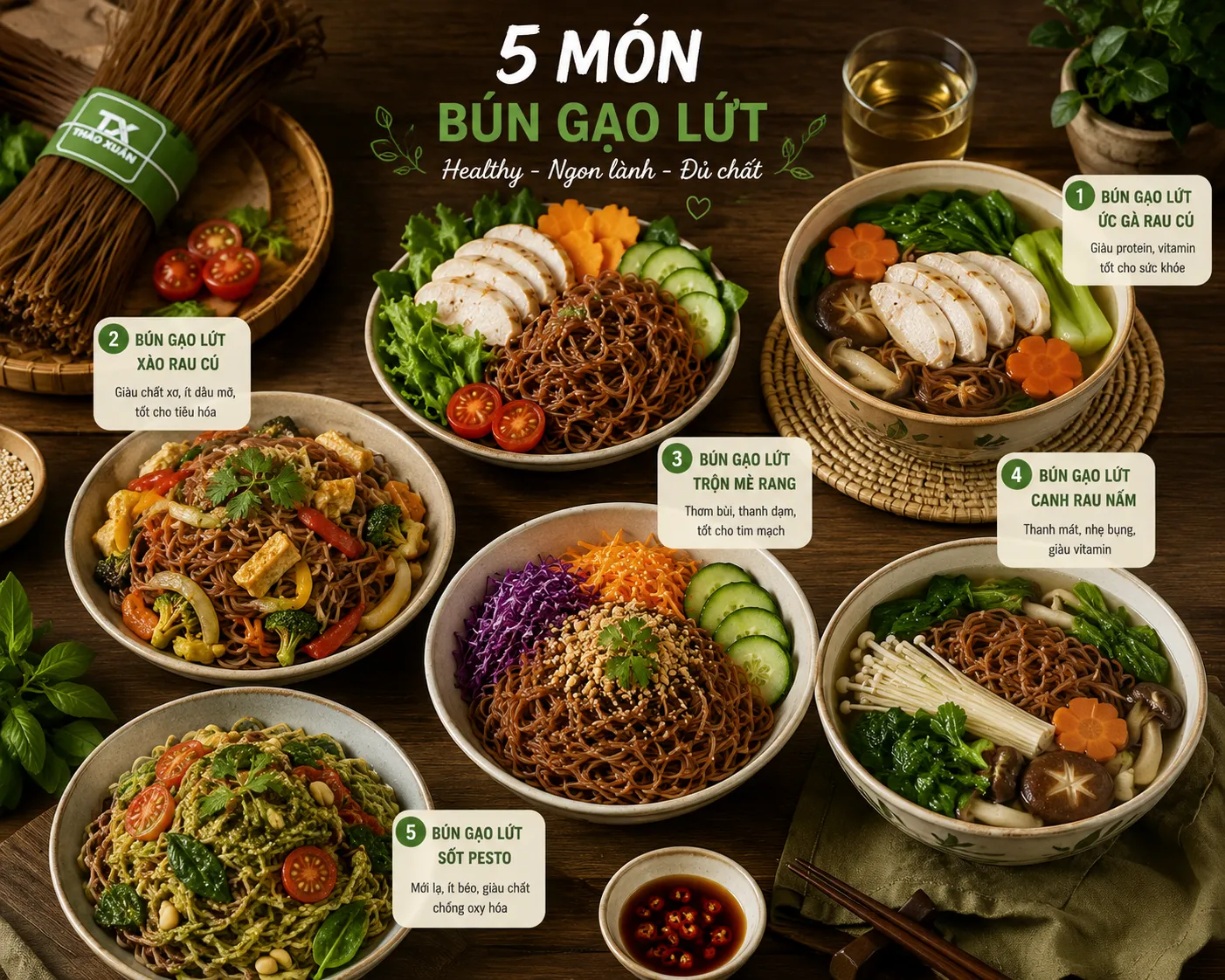 Gợi ý các món bún gạo lứt cho người tiểu đường.
