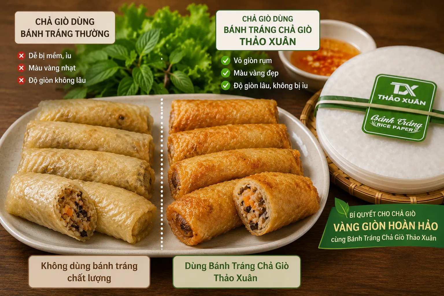 Chả giò dễ bị mềm và nhanh ỉu nếu nhân quá ướt hoặc chiên không đúng nhiệt độ.