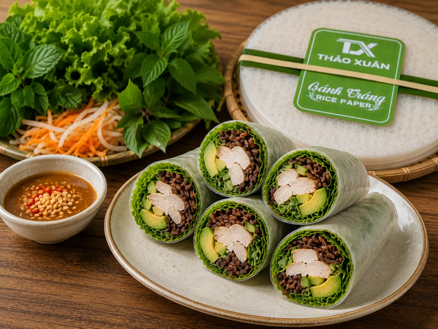 Bánh gỏi cuốn kết hợp bún gạo lứt là lựa chọn phù hợp cho chế độ ăn healthy và eat clean.