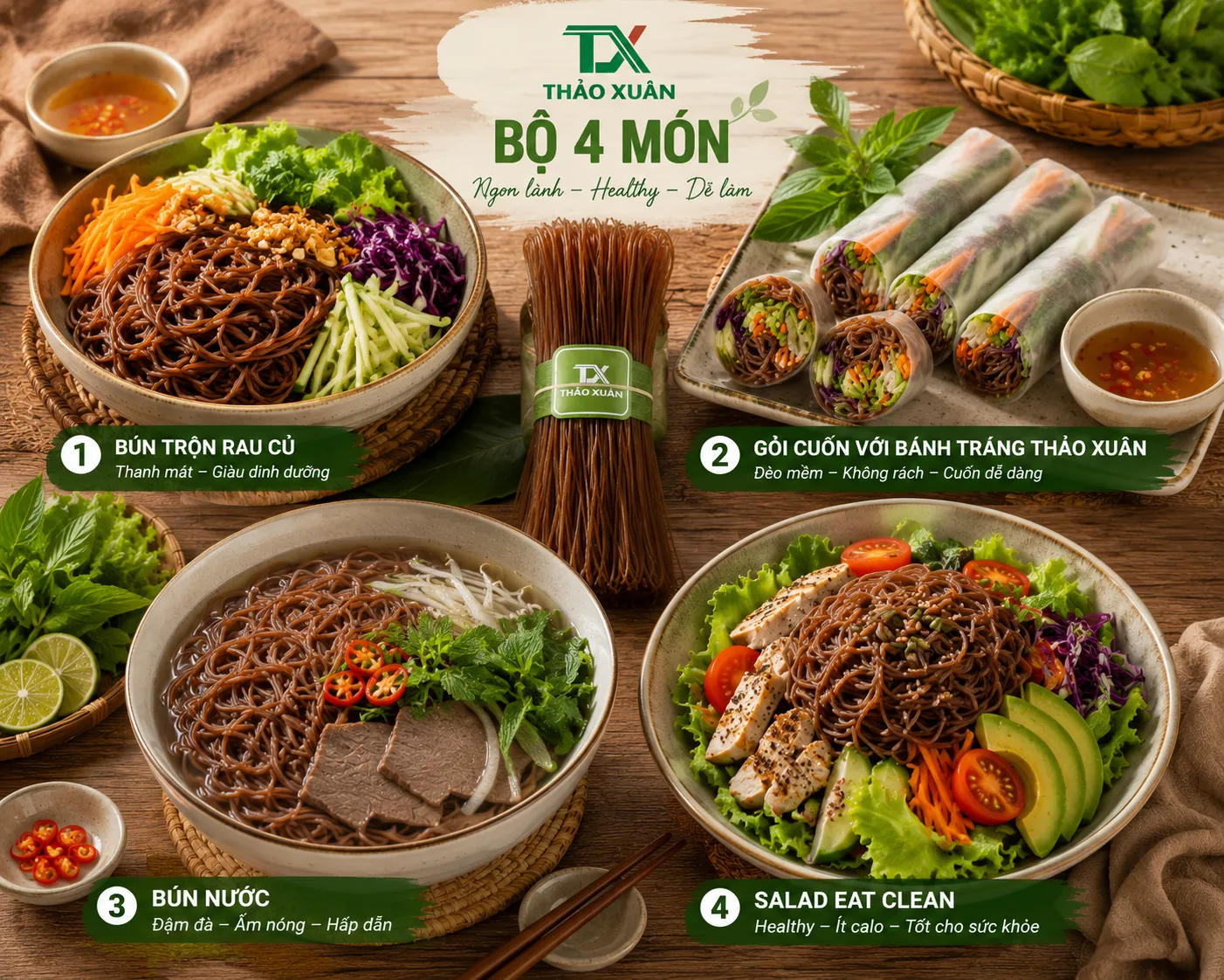 Bún Gạo Lứt Luộc Bao Lâu? Thời Gian Chuẩn Để Bún Dai Ngon Không Bở 6 Bún gạo lứt có thể chế biến thành nhiều món ngon, phù hợp cho bữa ăn hằng ngày và thực đơn eat clean.