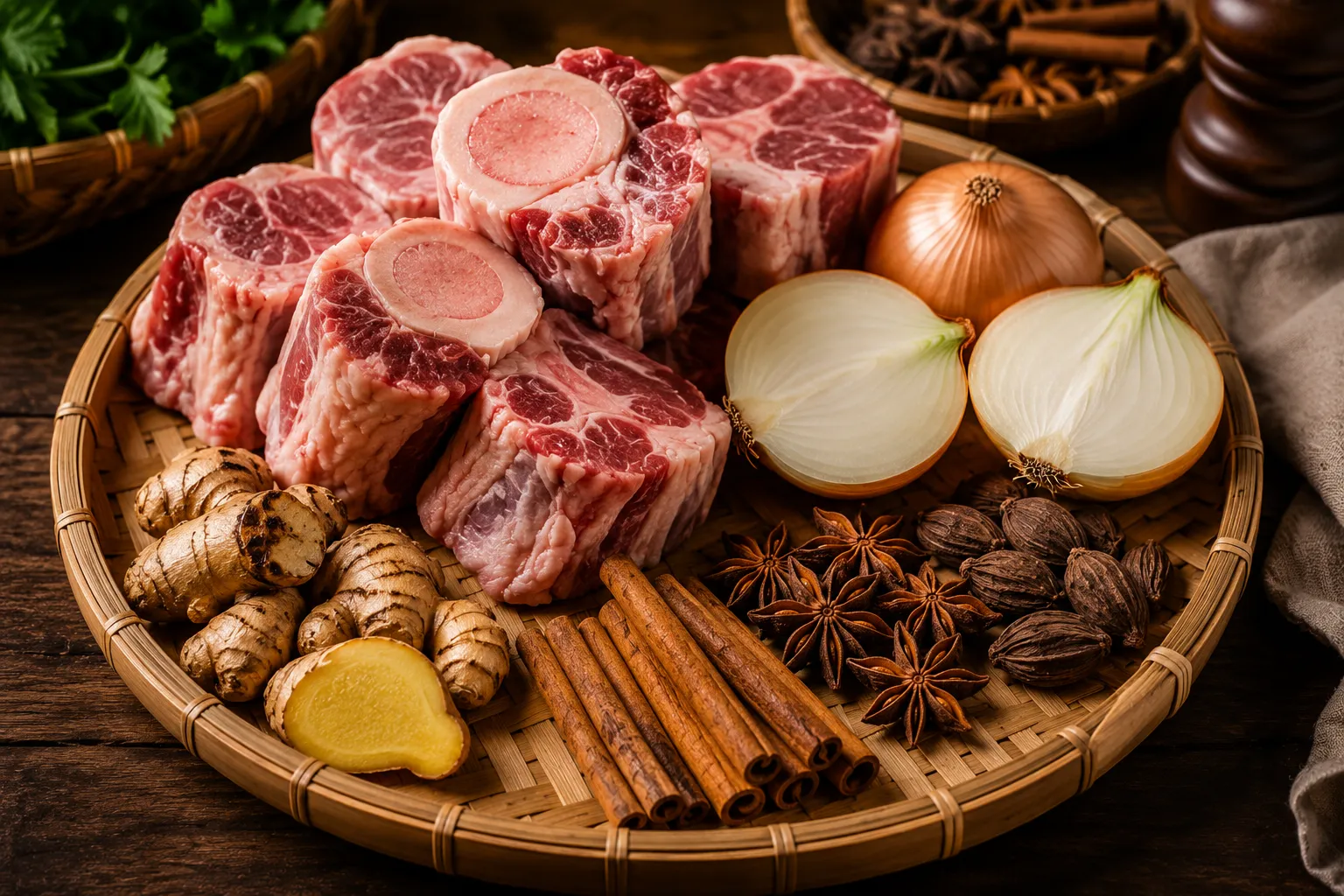 Tổng Hợp Công Thức Nấu Phở Thơm Ngon, Nước Dùng Đậm Đà Chuẩn Vị 2 Các nguyên liệu tạo nên nước dùng phở trong và ngọt thanh.