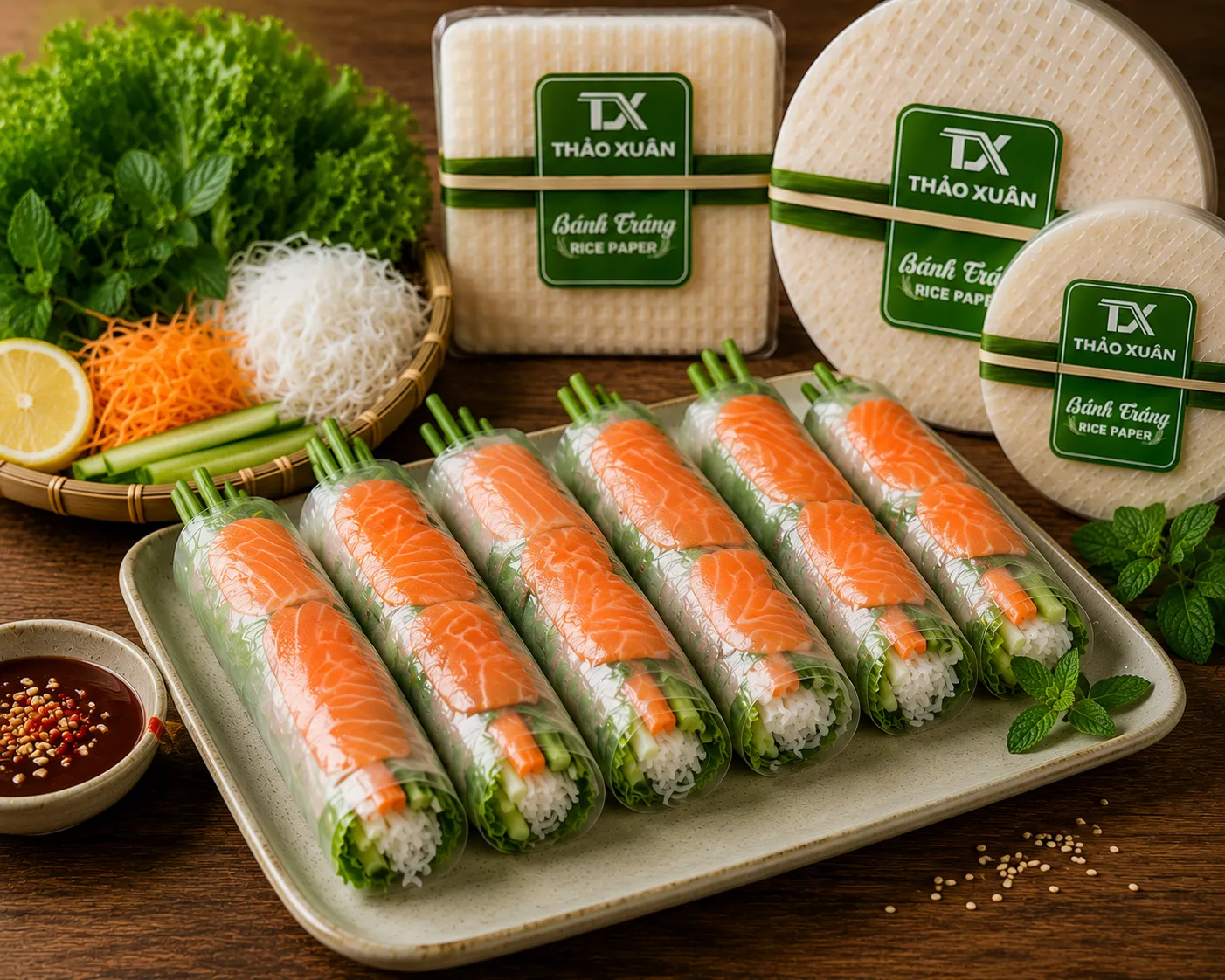 Bánh Tráng Gỏi Cuốn Không Nhúng Nước Dẻo Mềm, Cuốn Là Ăn Ngay | Thảo Xuân 12 Gỏi cuốn hiện đại, giàu Omega-3.