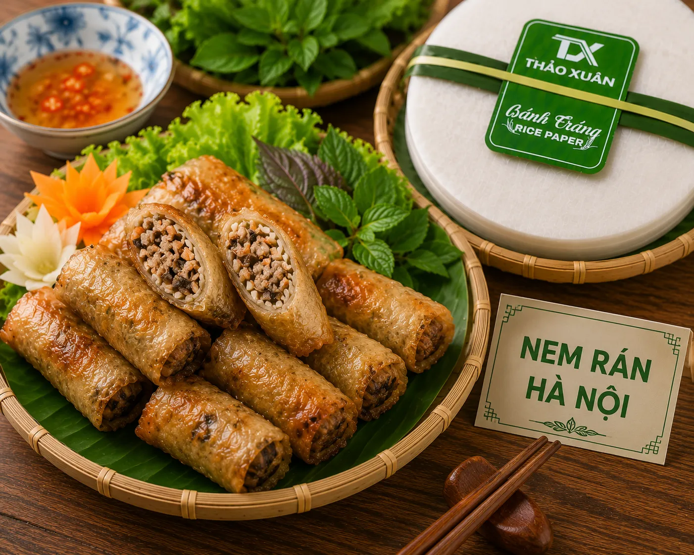 Nem rán Hà Nội vàng đều, thơm ngon, hấp dẫn