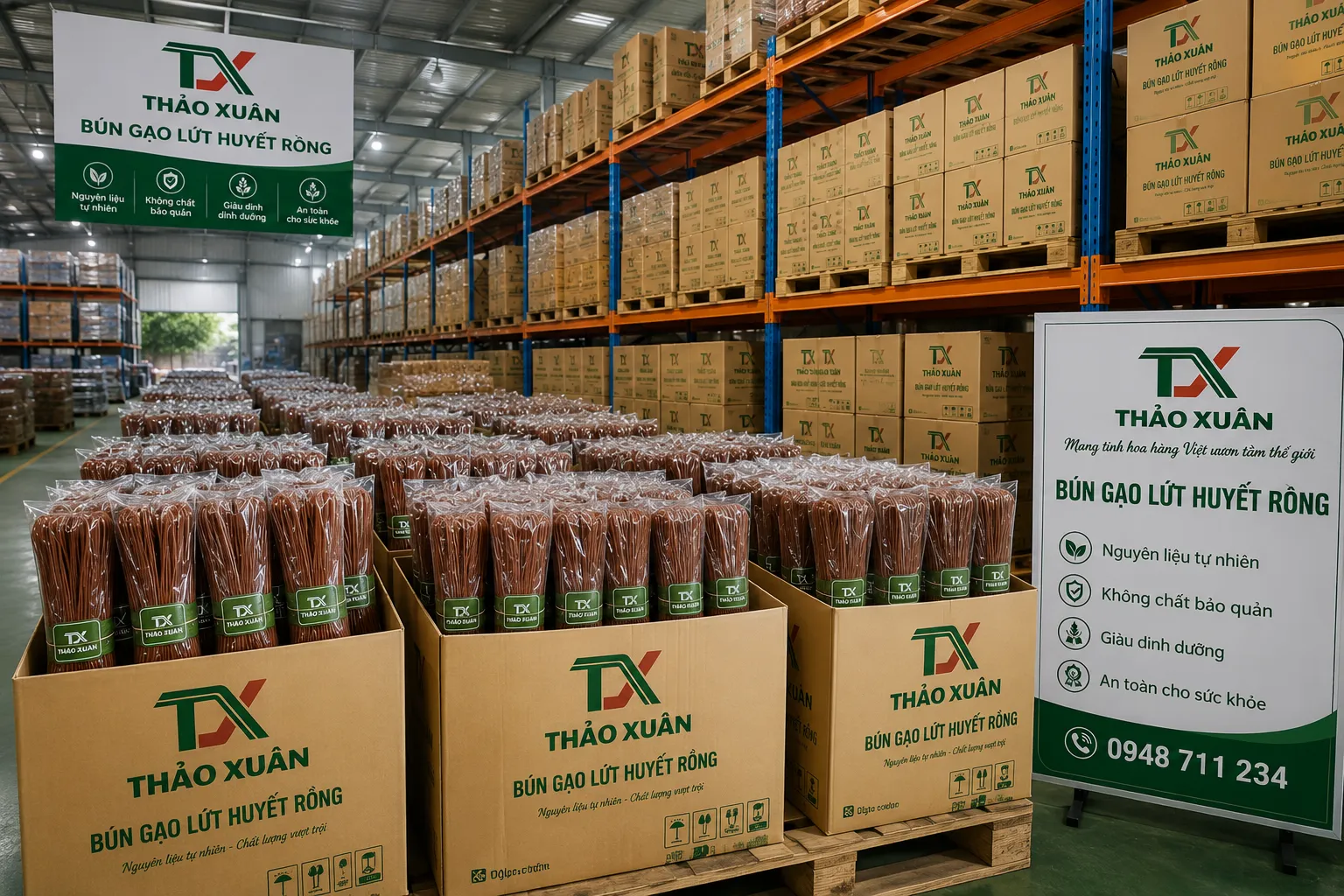 Xưởng Sản Xuất Bún Gạo Lứt Thảo Xuân – Bán Buôn, Bán Lẻ Giá Tận Xưởng 9 Nguồn hàng luôn sẵn sàng đáp ứng các đơn hàng lớn.