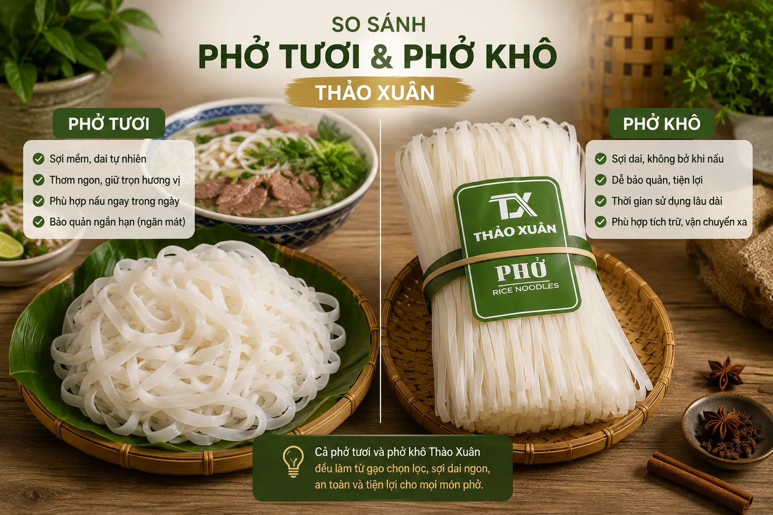 Tổng Hợp Công Thức Nấu Phở Thơm Ngon, Nước Dùng Đậm Đà Chuẩn Vị 11 Mỗi loại bánh phở phù hợp với từng nhu cầu sử dụng.
