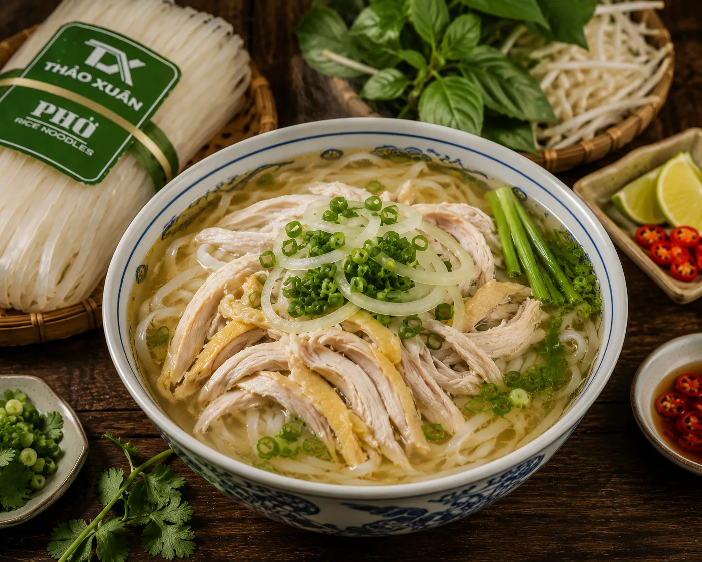Tổng Hợp Công Thức Nấu Phở Thơm Ngon, Nước Dùng Đậm Đà Chuẩn Vị 7 Phở gà thanh ngọt, thích hợp cho bữa sáng hoặc bữa ăn nhẹ.