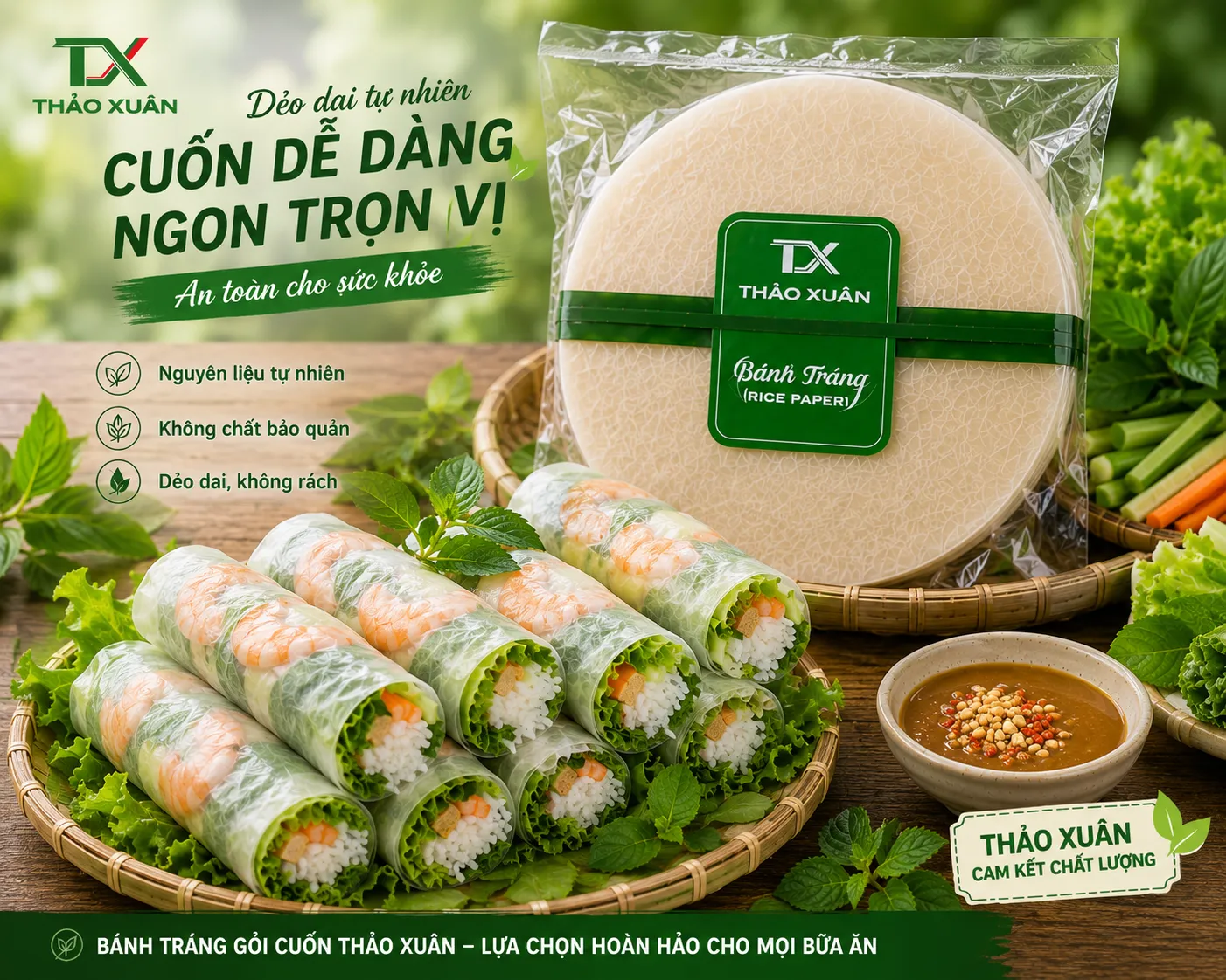 Bánh Đa Gỏi Cuốn Thảo Xuân – lựa chọn chất lượng cho những món cuốn chuẩn vị Việt.