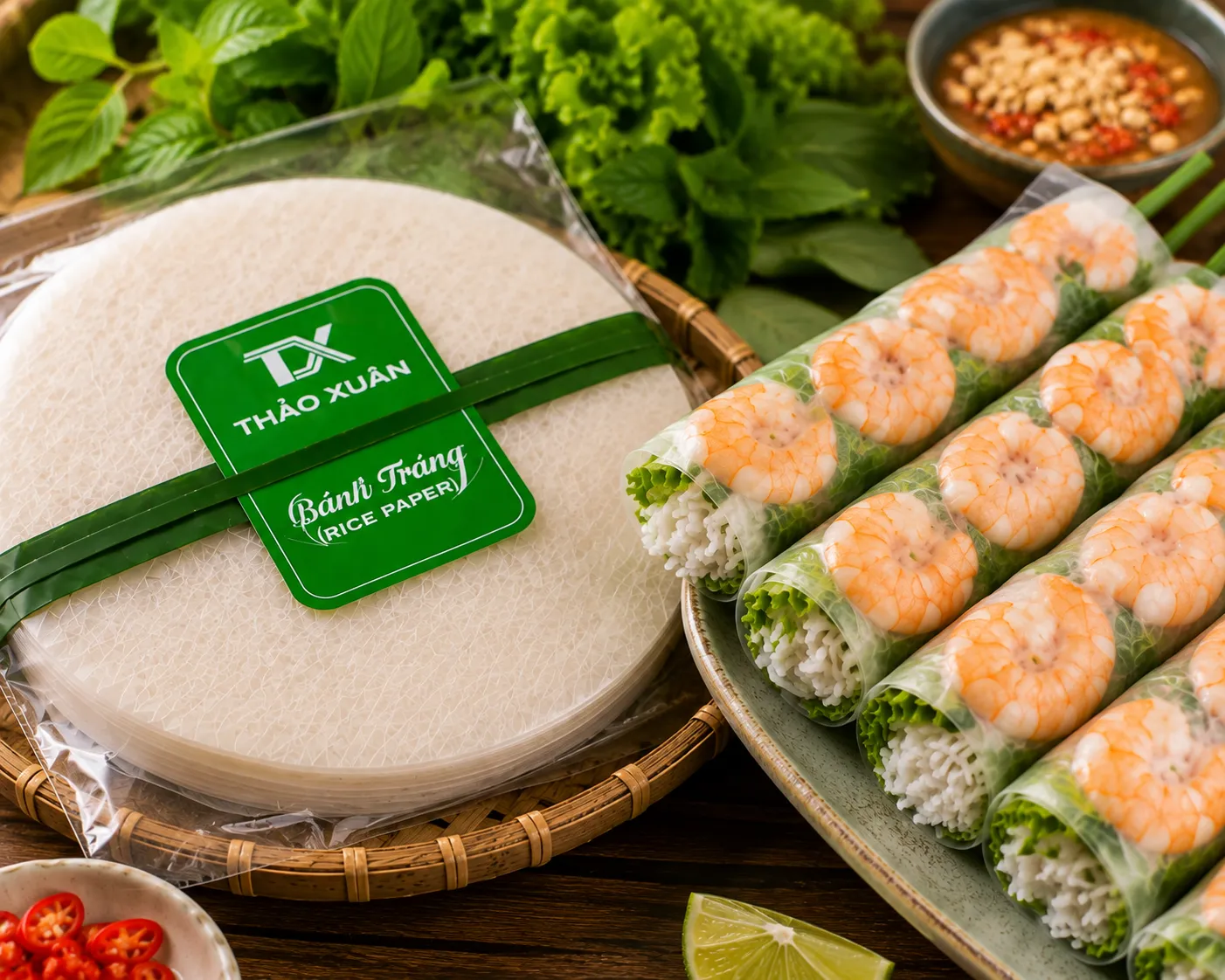 Bánh Đa Gỏi Cuốn có bề mặt mịn, dễ làm mềm và thuận tiện khi cuốn.