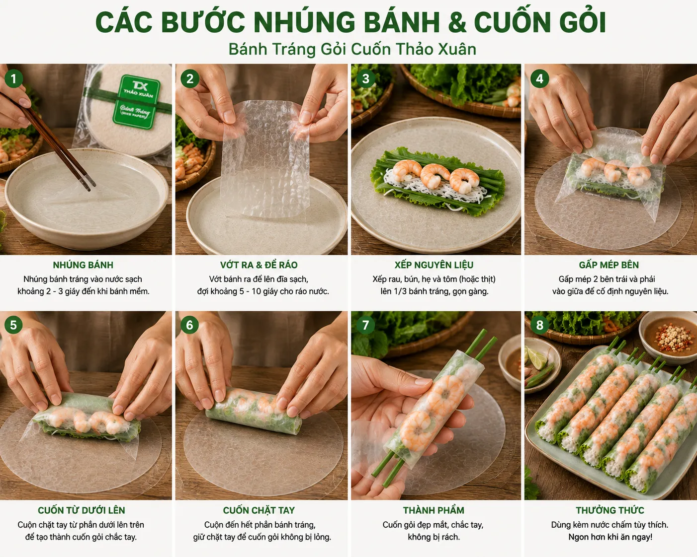 Cách làm mềm Bánh Đa Gỏi Cuốn đúng cách trước khi cuốn.
