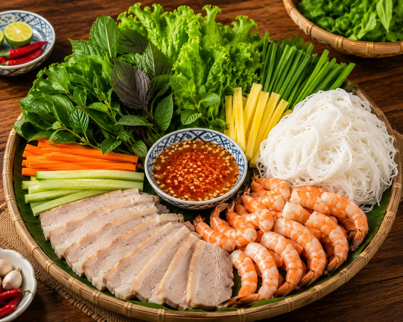 Nguyên liệu tươi giúp gỏi cuốn thơm ngon hơn.